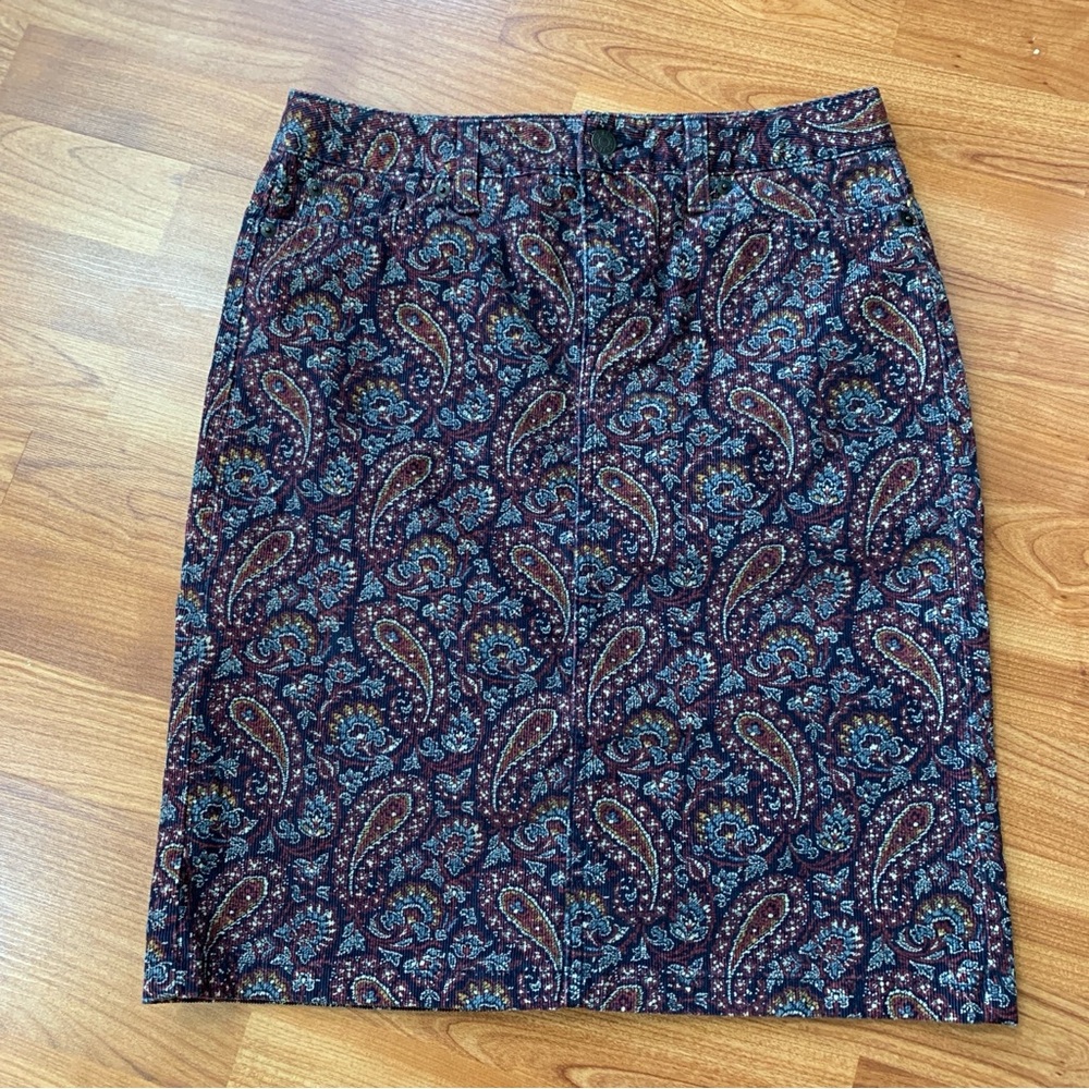 L.L.Bean corduroy paisley skirt